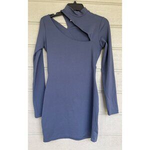 Susana Monaco Womens Bodycon Cutout Dress Long Sleeve Mini Size Small Blue
